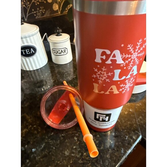 Flow Hydration 40oz Red Insulated Tumbler With Handle & Straw For Camping Sports - Picture 8 of 8